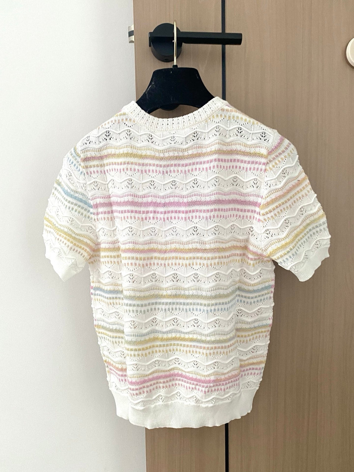 Breathable striped crew neck short sleeves