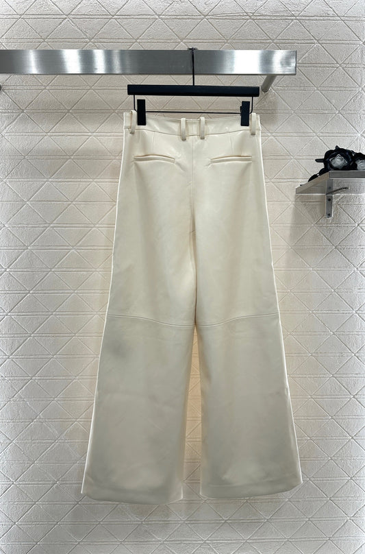 25fw High waisted sheepskin leather wide leg pants