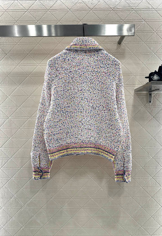 25fw Collar colored dot sweater cardigan