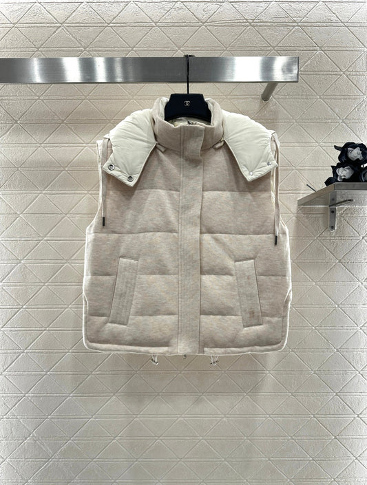 25fw Detachable hooded double-sided down vest