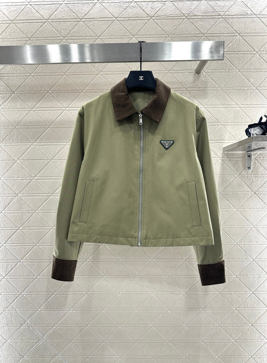 Corduroy collar contrasting jacket jacket