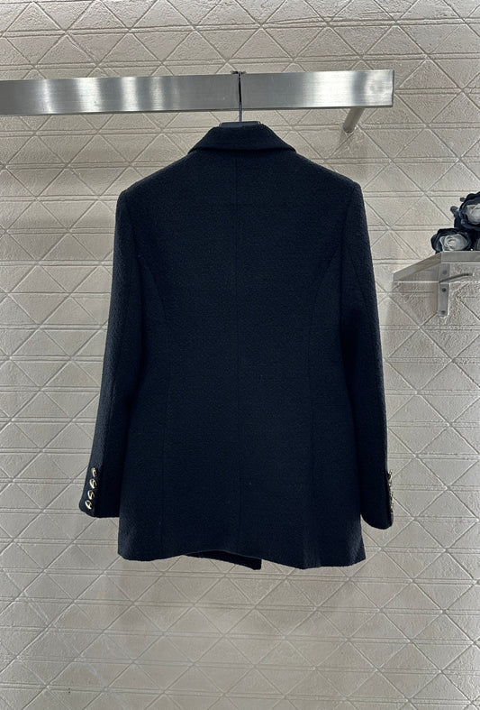 Inlaid gold badge shoulder pad suit jacket