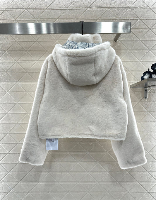 Hooded mink coat