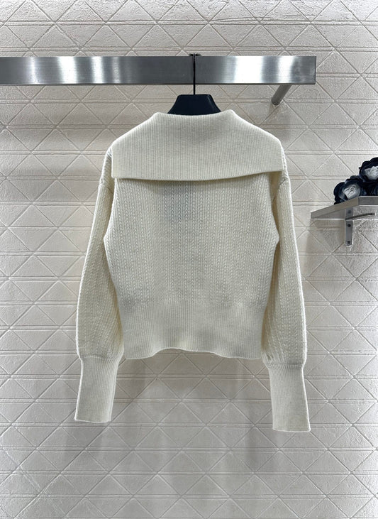 Collar zipper knitted jacket