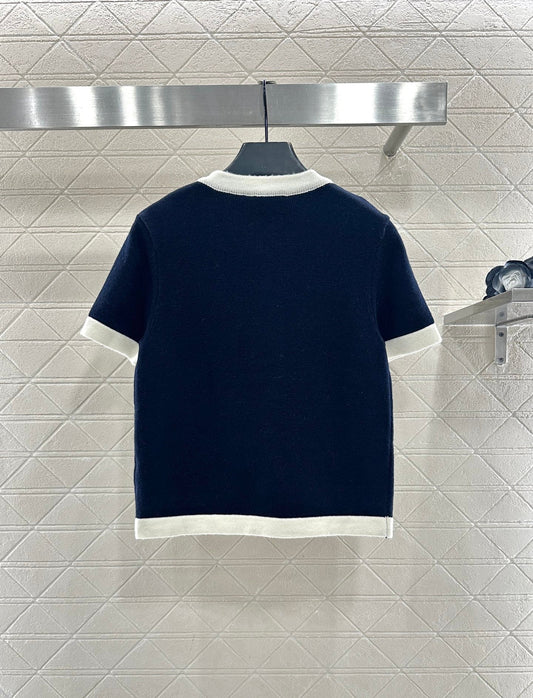 Color blocking edging short sleeved shirt