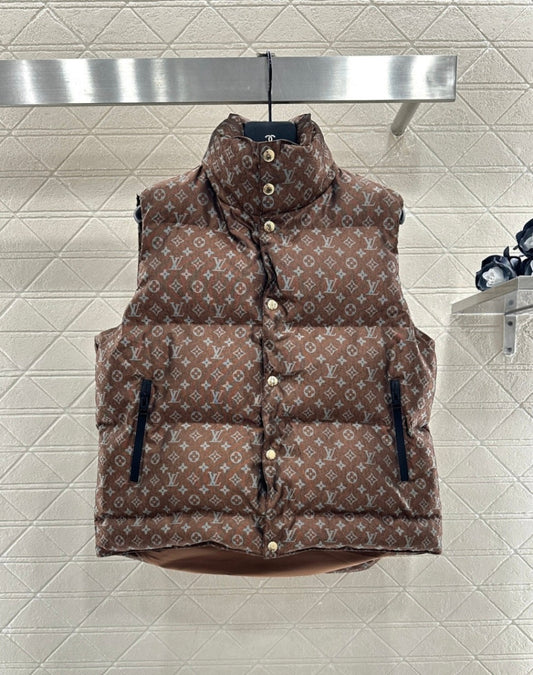 Stand Collar Jacquard Down Vest