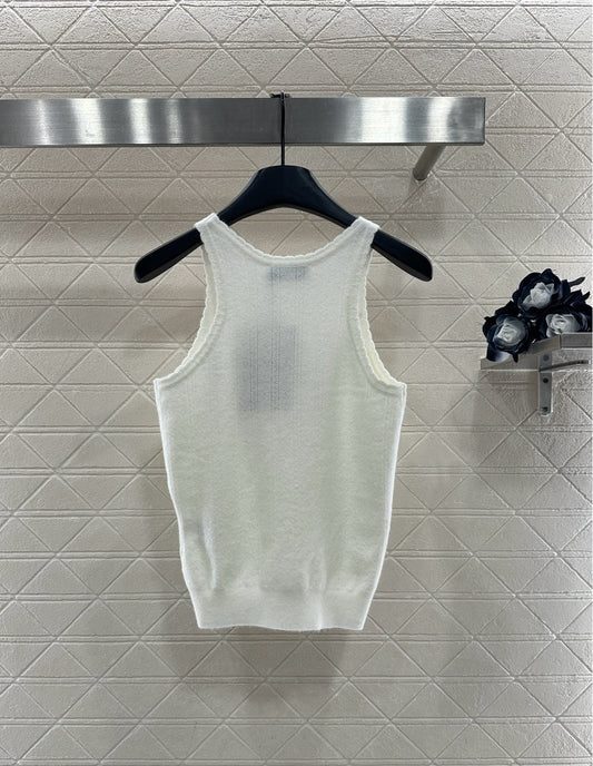 Wave-Trimmed Knit Vest