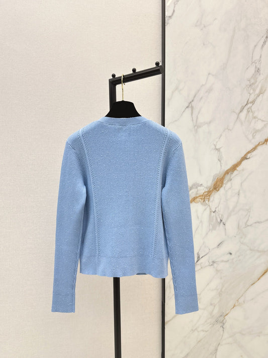 Snowflake yarn jacquard knit cardigan