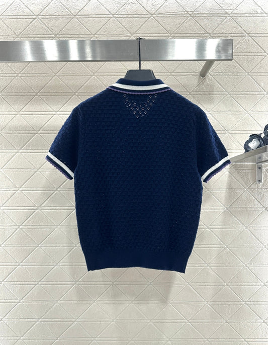 Collared Knit Short-Sleeve T-Shirt