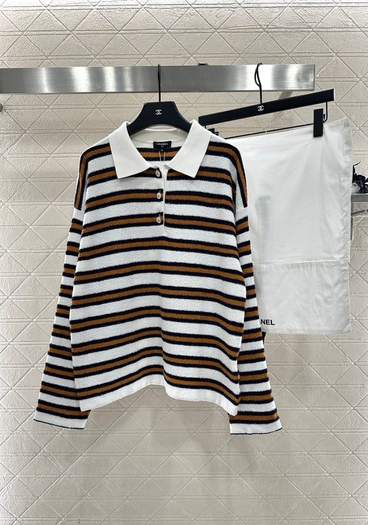 Knitted Striped Long-Sleeve Shirt