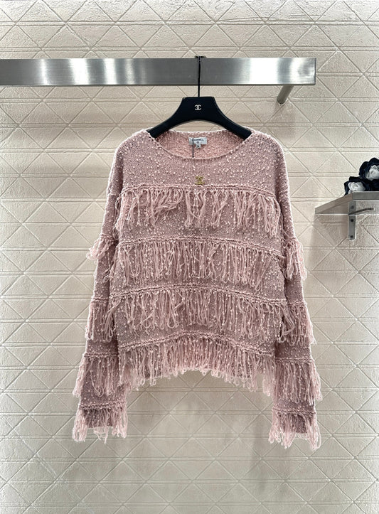 Tassel Layered Pullover Knit Sweater