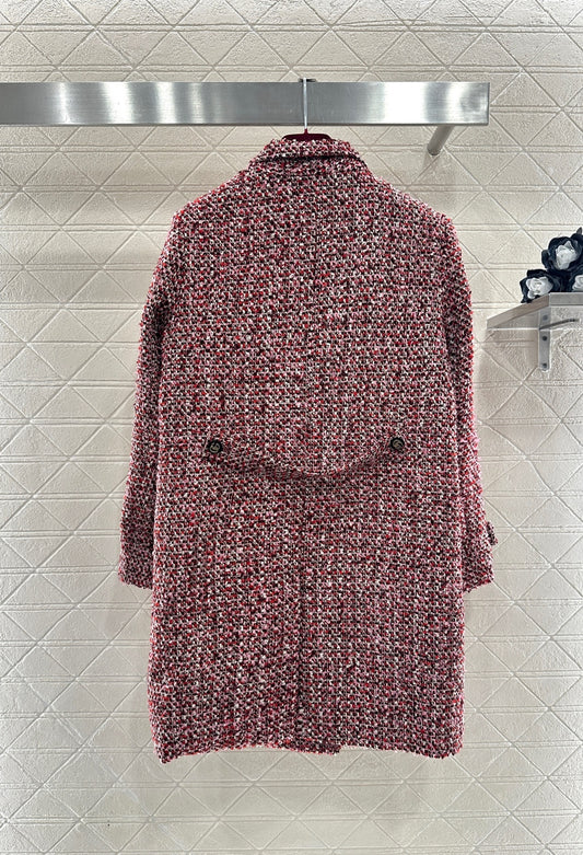 Plaid Tweed Collared Dress Coat