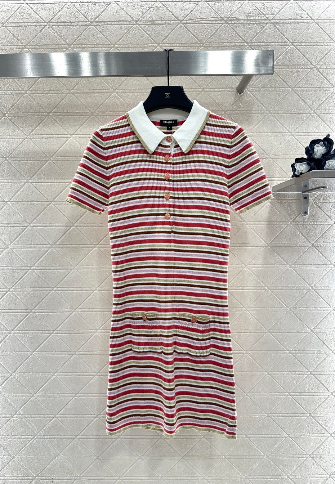 Striped Collared Knit Dress