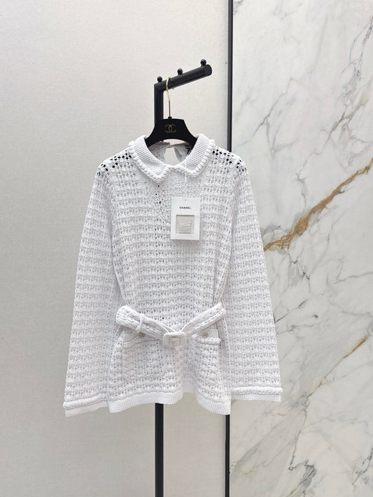 Located openwork knit top