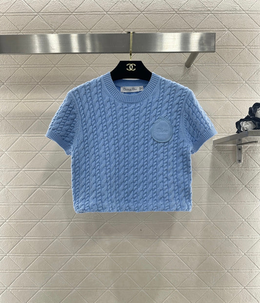 Cable Knit Short-Sleeve T-Shirt