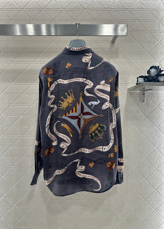 Printed Collared Silk Shirt