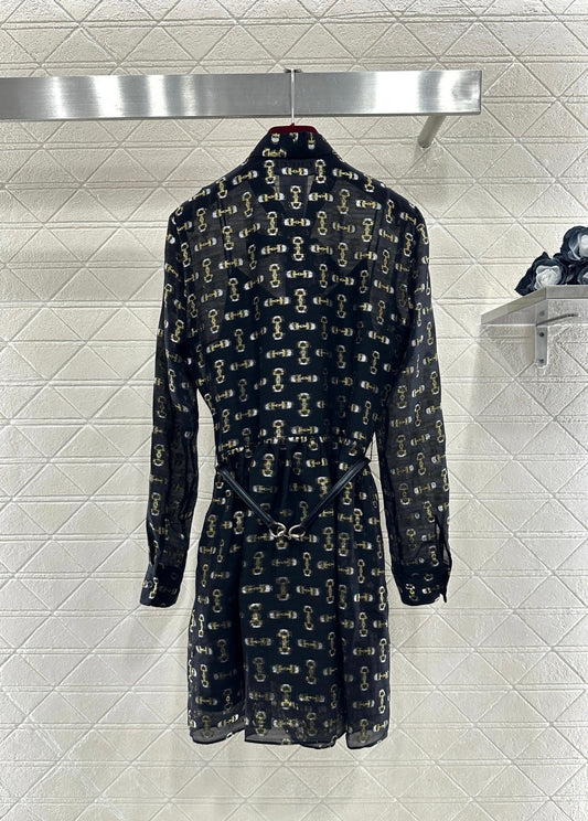 Active Print Silk Belt Dress