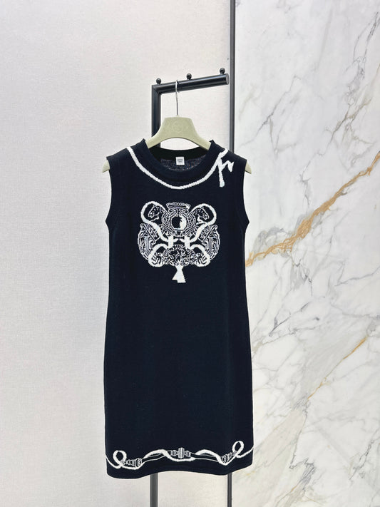 Jacquard Pattern Sleeveless Dress