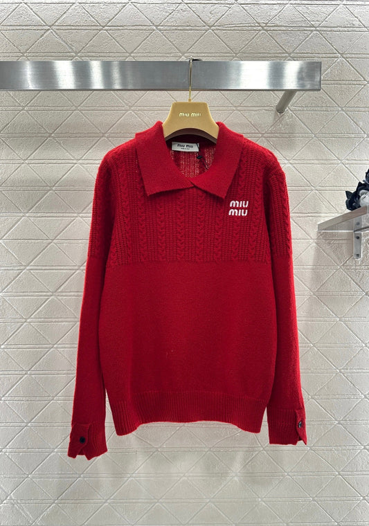 Cable-knit Sweater with Collar