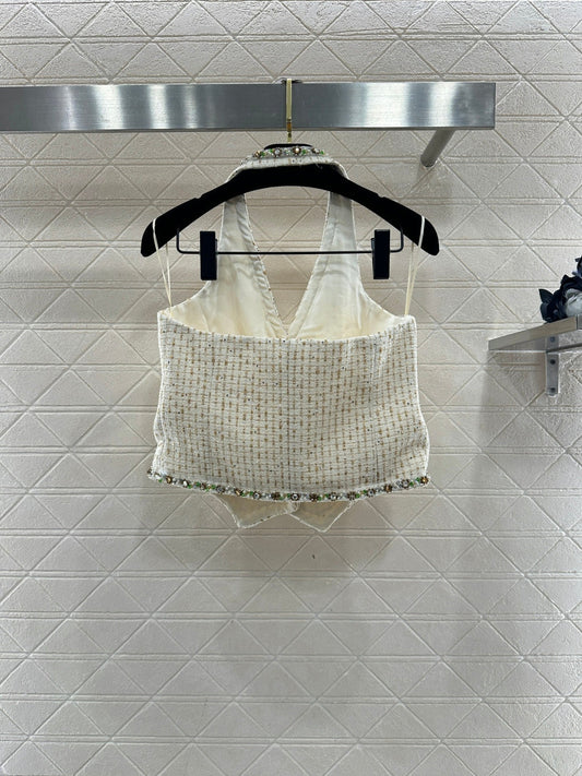 Rhinestone Halter Vest