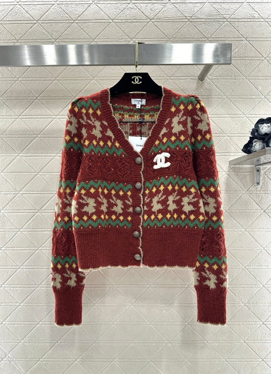 Striped Jacquard Knit Cardigan