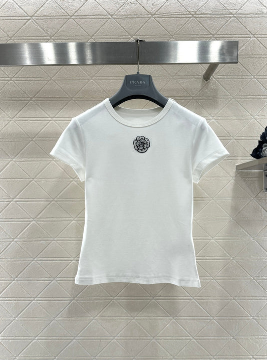 Crew neck short-sleeved top