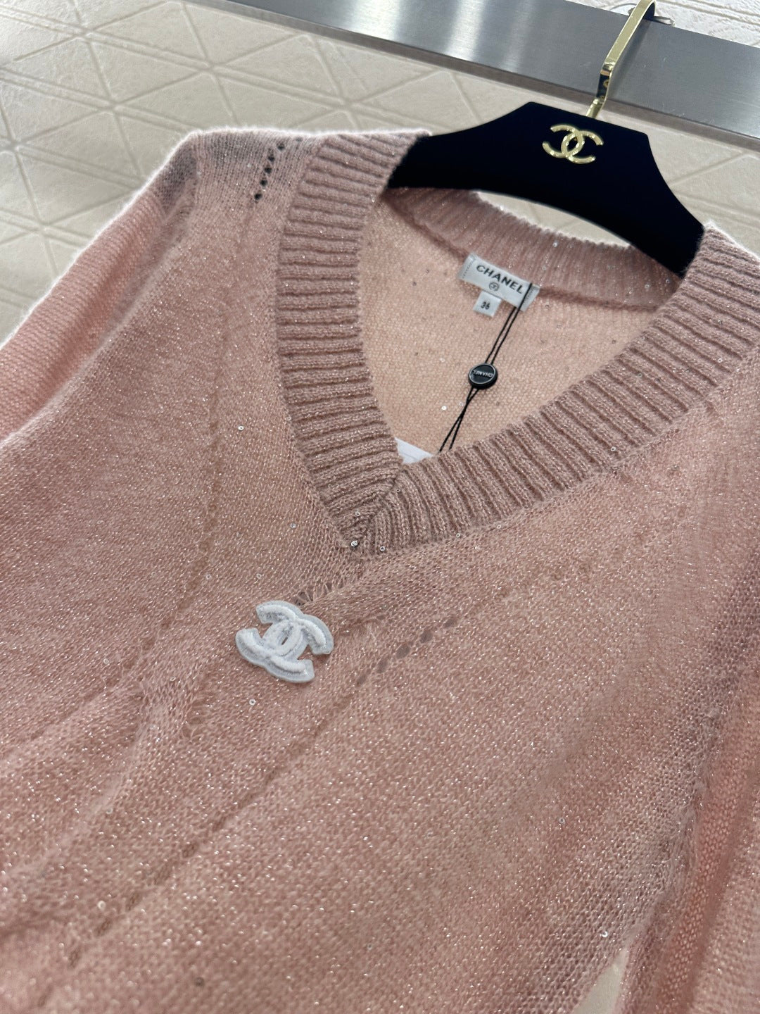 Sweetheart Neckline Sequined Sweater