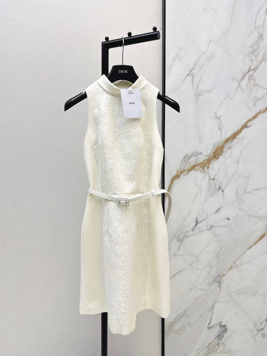 Embossed Jacquard Belt Dress