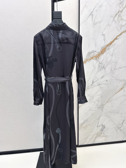 Printed Long Silk Dress