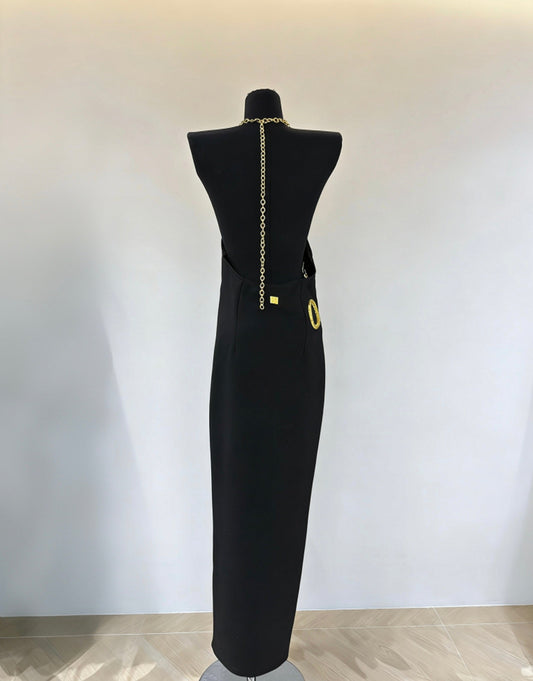 Adjustable halter neck slip dress