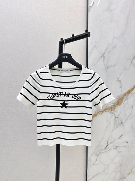 Striped Short-Sleeve Knit Top