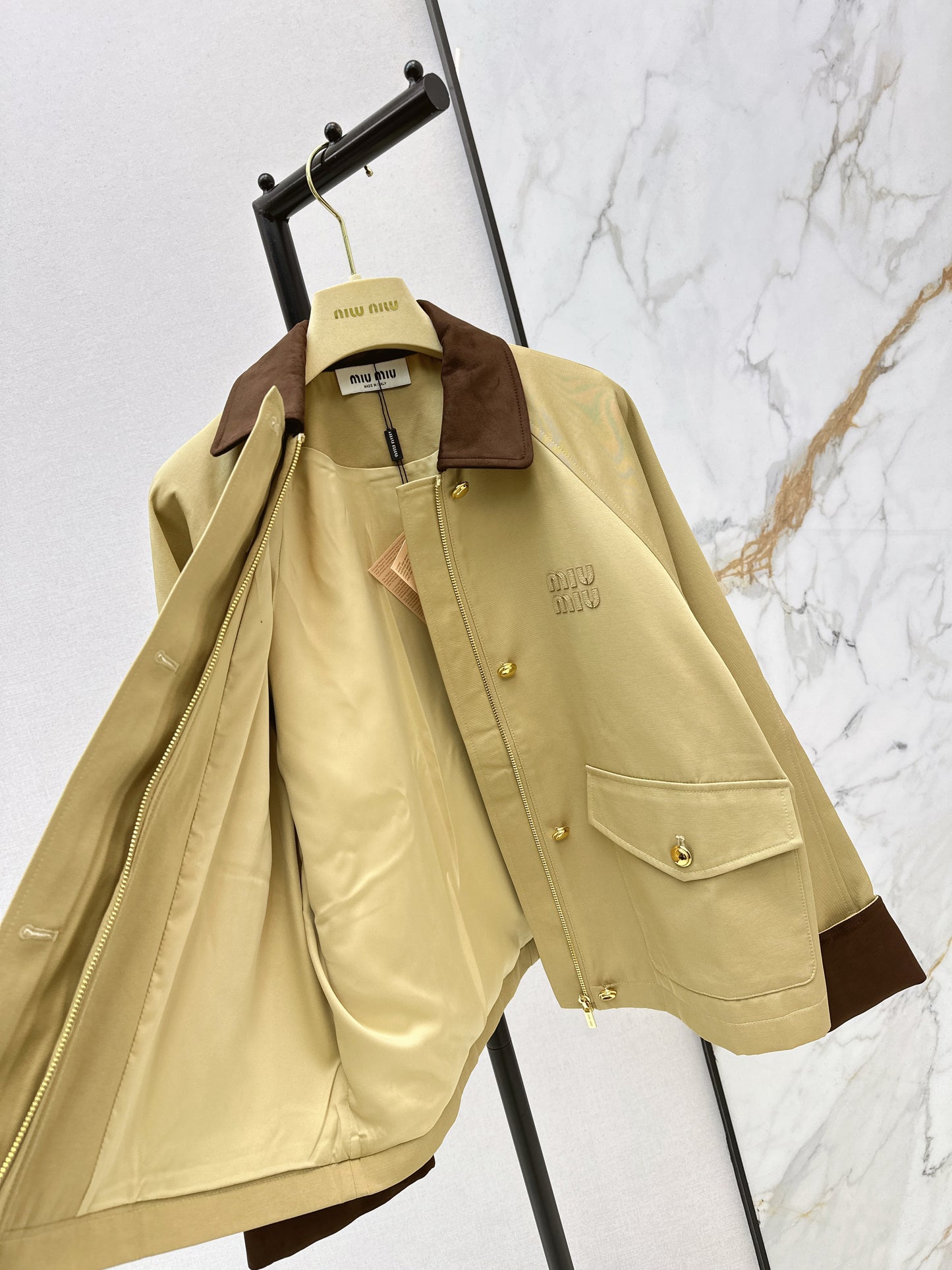 Corduroy Patchwork Trench Coat