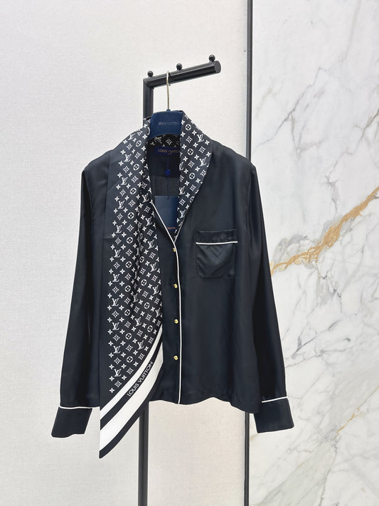 Printed Silk Ribbon Shirt