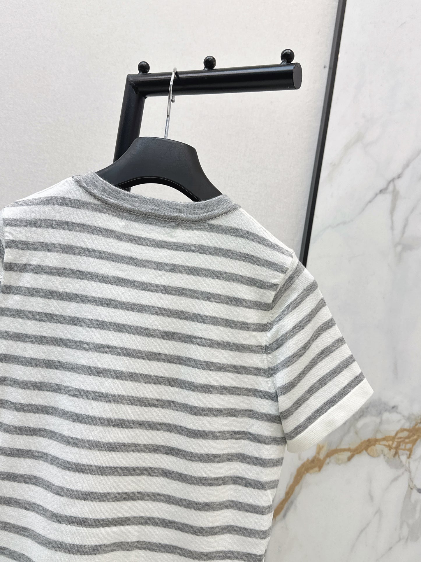 Striped Short-Sleeve Knit Top