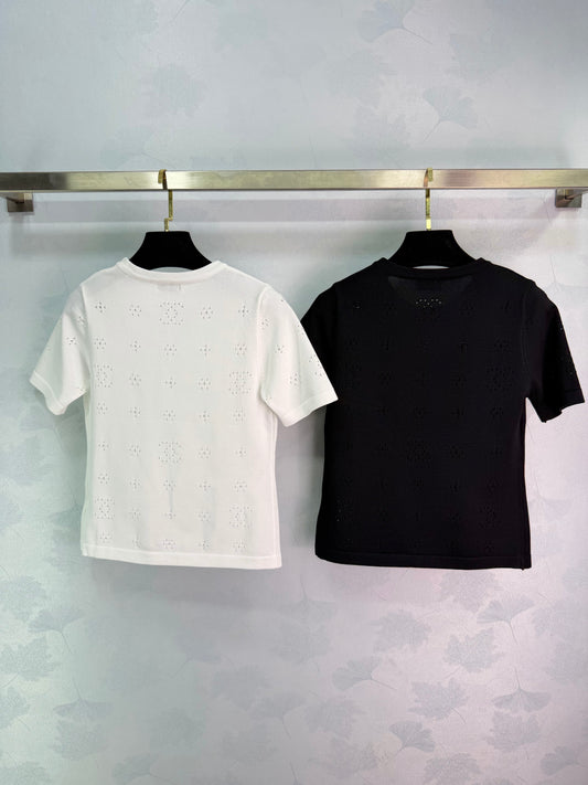 Openwork Knit Short-Sleeve Top