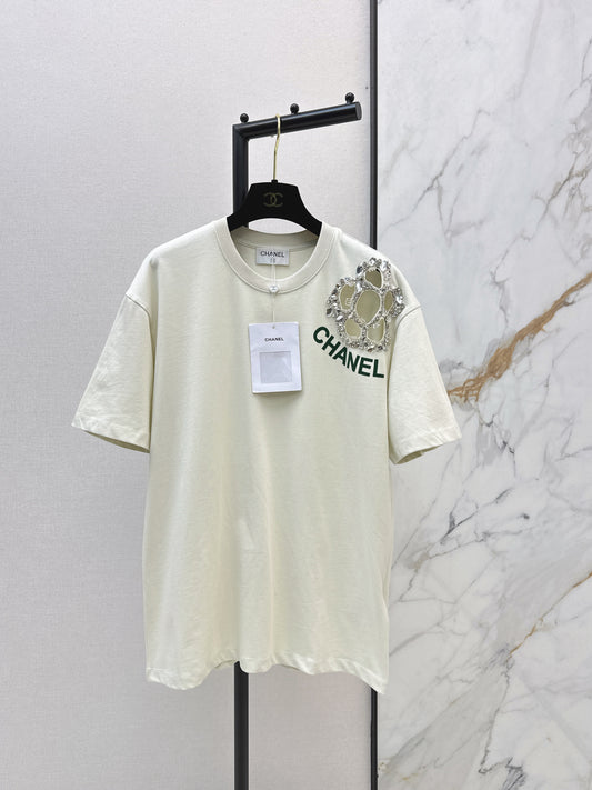 Floral Rhinestone Pattern T-shirt