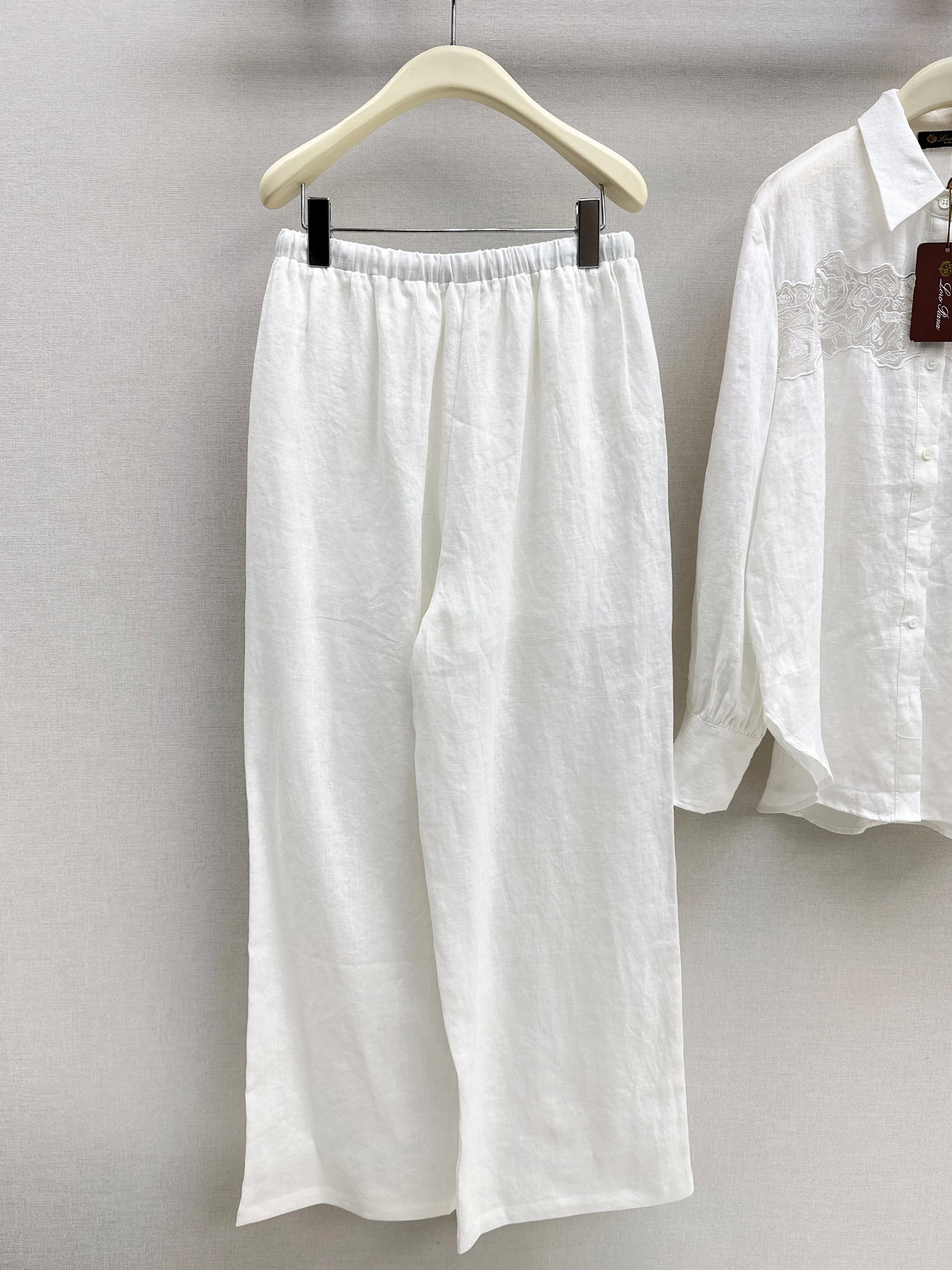 Lace-trimmed Linen Suit