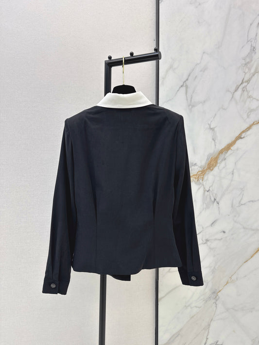 Color-blocked collared shirt