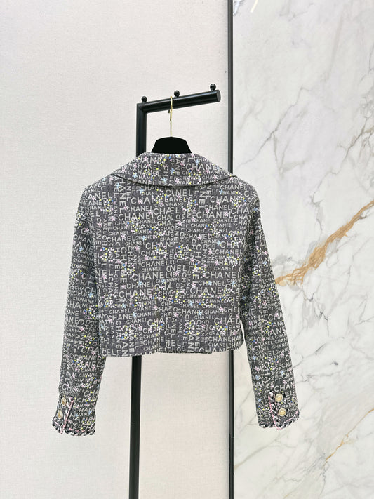 Gold-stamped denim jacket
