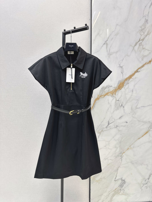 Embroidered Belt Dress