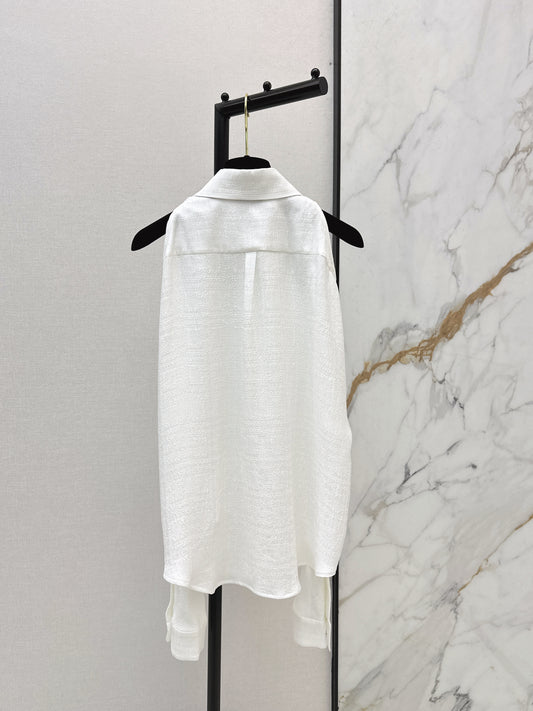Off-the-shoulder silk blouse