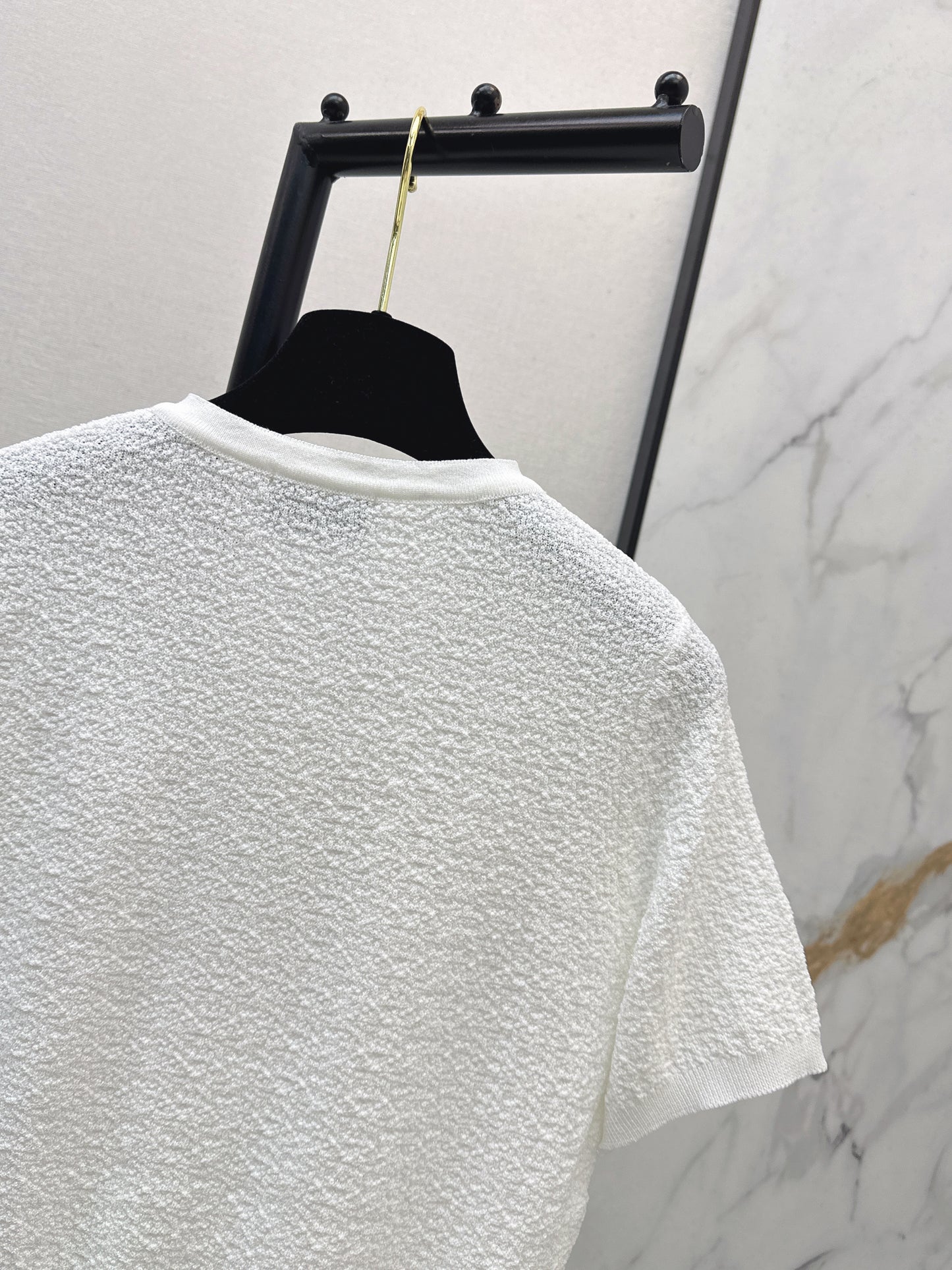 Hardware-embellished knitted T-shirt