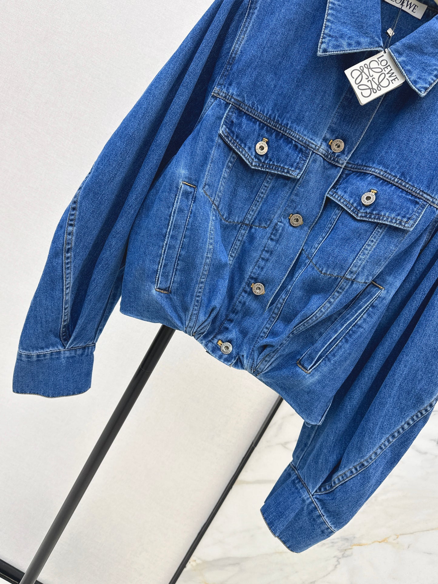 26ss Denim Jacket with Curved Sleeves
