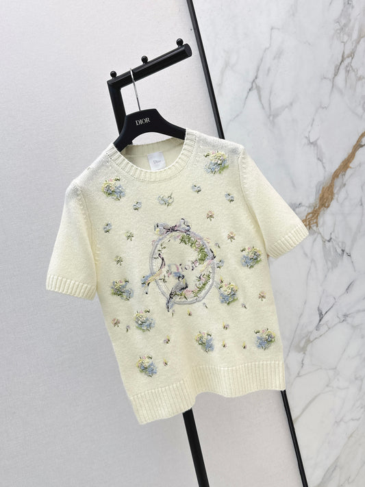 26ss Embroidered Cashmere T-shirt