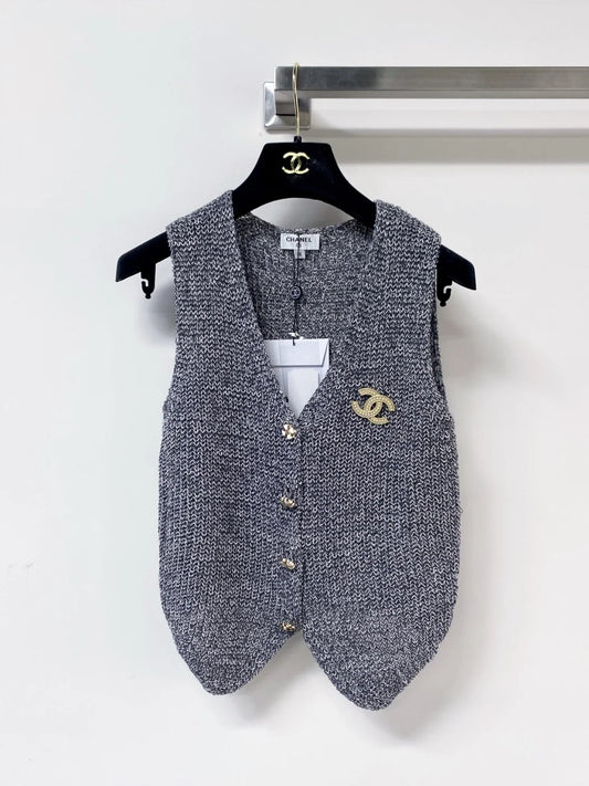 26ss Tweed V-neck Sleeveless Vest