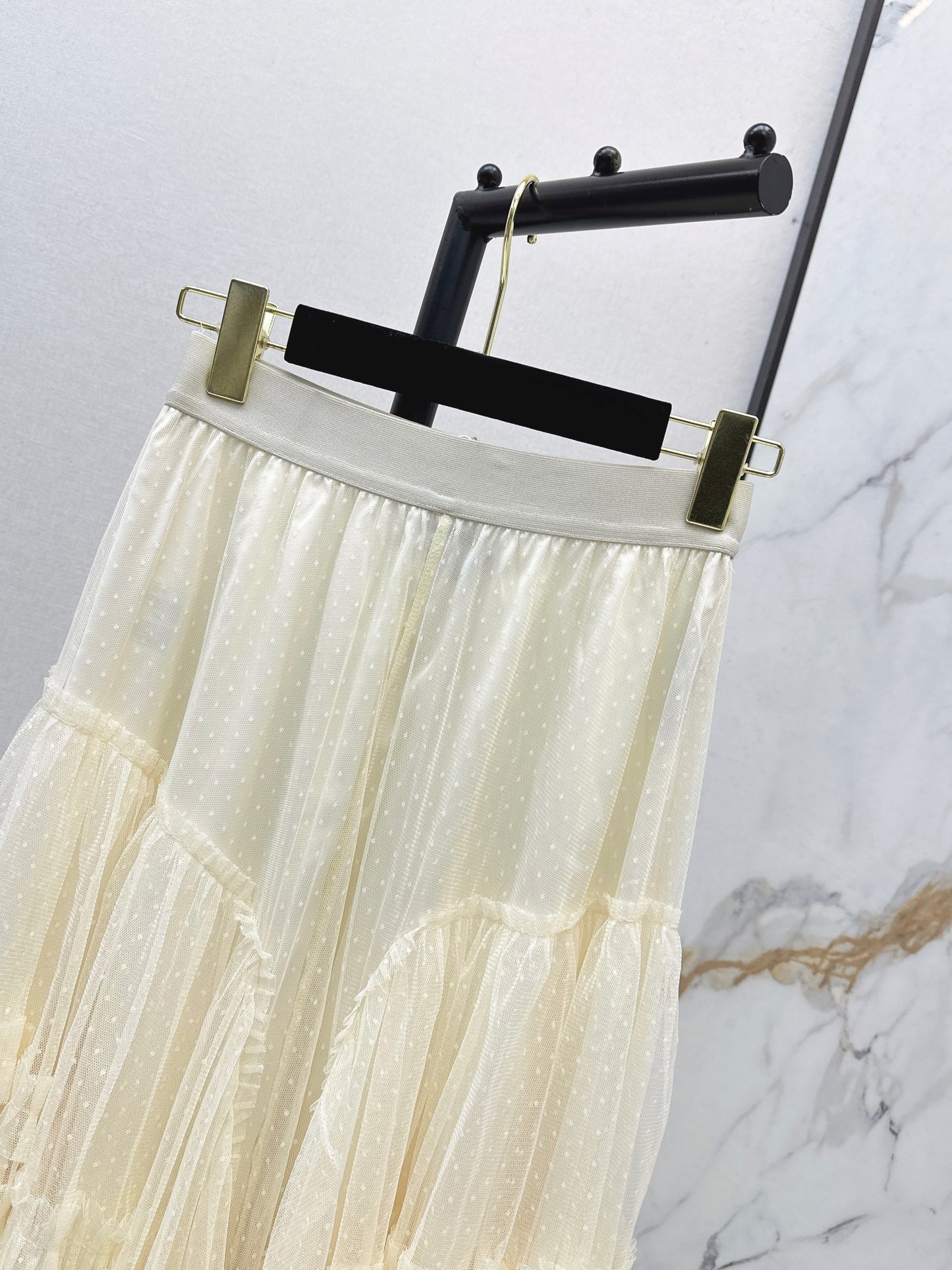 26ss Polka Dot Mesh Midi Skirt