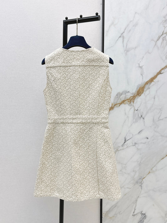26ss Jacquard logo denim vest dress