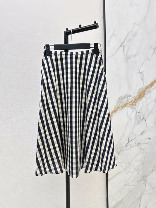 26ss Plaid A-line Midi Skirt
