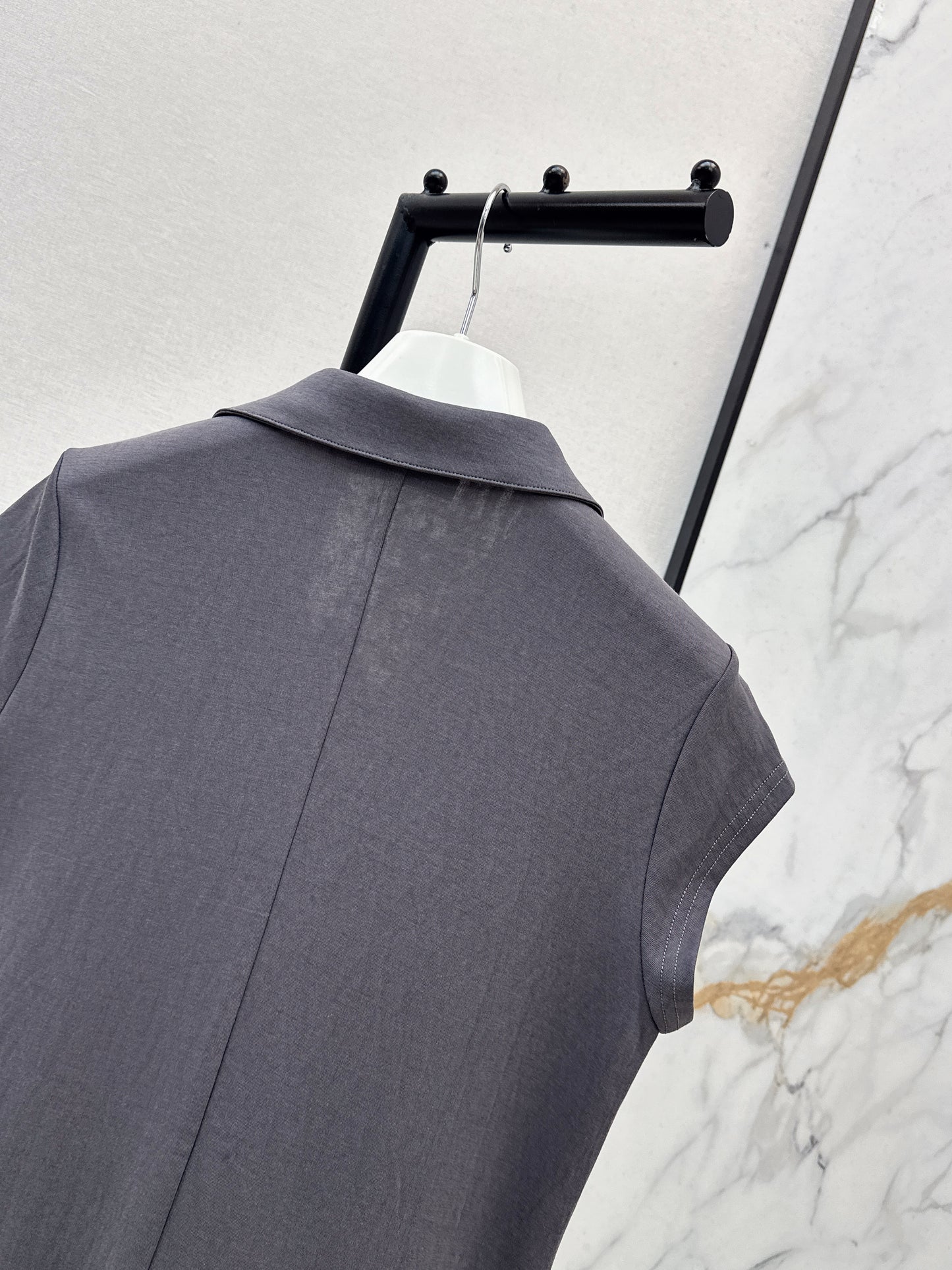 26ss Embroidered Lapel Straight Dress