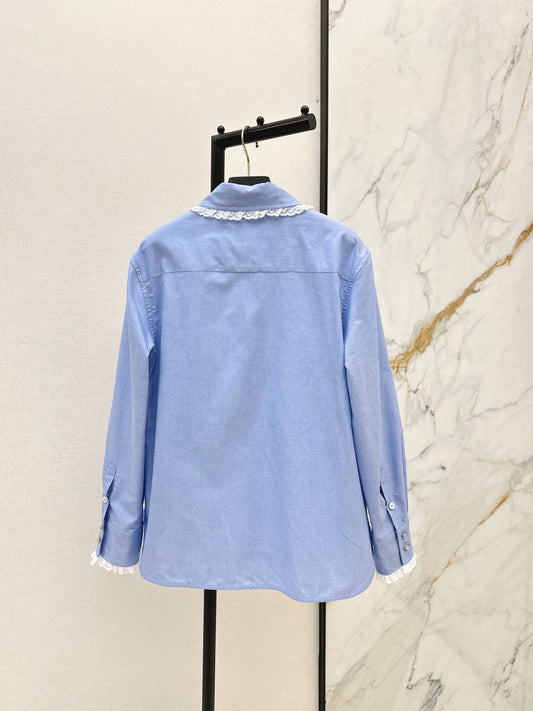 26ss Lace-trimmed collared shirt
